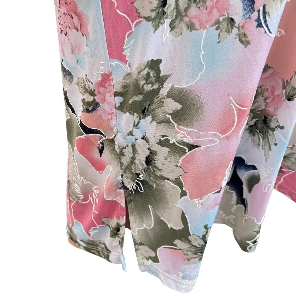 N Touch Embossed Floral Pullover Top Womens 1X Multicolor 3/4 Sleeve Loose Fit - Picture 4 of 14